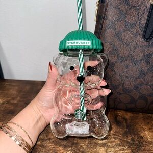 Starbucks Clear Glass Bear Tumbler ✨